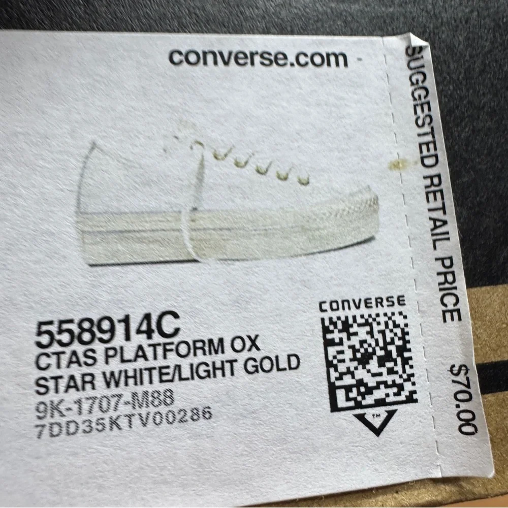 Converse Chuck Taylor white leather platform sneakers size 8